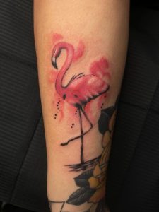 Flaming Watercolor Tattoo by Legendary Tattoos in Las Vegas Nevada