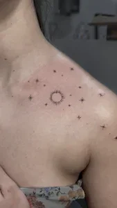 Dainty shoulder star tattoo by Legendary Tattoos in Las Vegas Nevada.