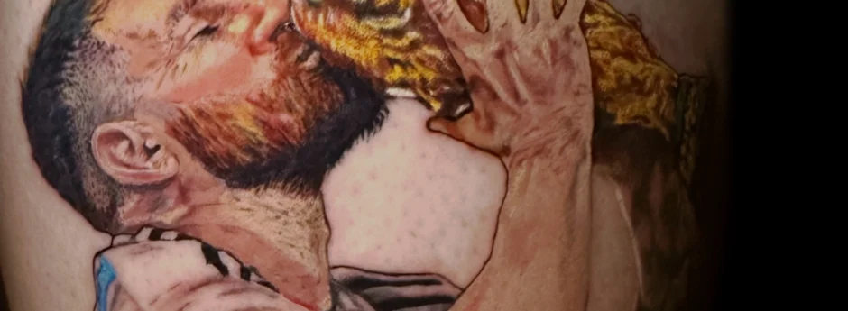 Watercolor Tattoo Of Lionel Messy Tattoo by Legendary Tattoo Las Vegas
