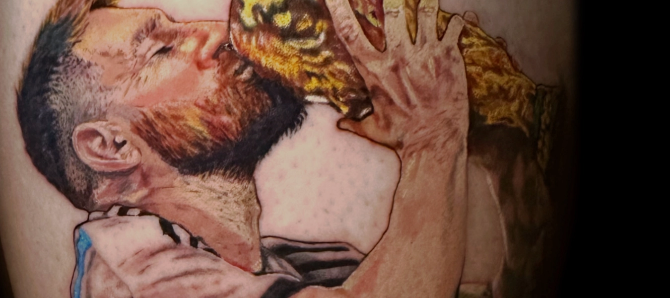 Watercolor Tattoo Of Lionel Messy Tattoo by Legendary Tattoo Las Vegas