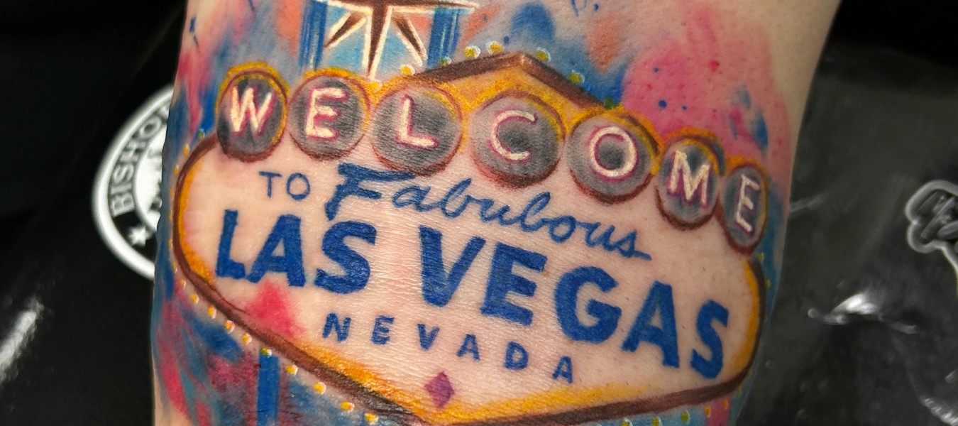 Welcome To Las Vegas Sign Tattoo by Legendary Tattoos Las Vegas