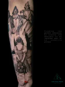 Wizard Of Oz Black and Grey Realism Tattoos in Las Vegas.