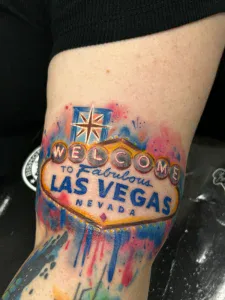 Welcome to Las Vegas Sign by Legendary Tattoos in Las Vegas